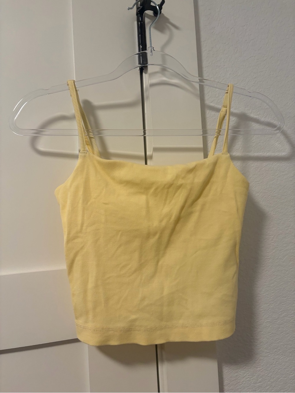 Free People Movement yellow Ribbed Spaghetti Strap Crop Tank